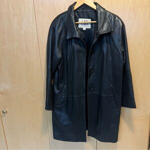 Vintage LNR  Leather Coat black  Button
